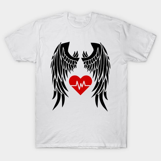 Angel Wings Heartbeat T-Shirt by swagmaven